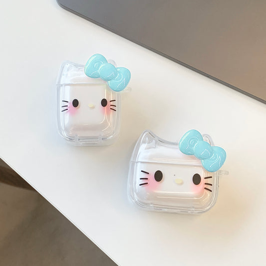 Cutie Kitty Airpods Case Blue Cutie Kitty Premium TPU Airpods Case-Blue