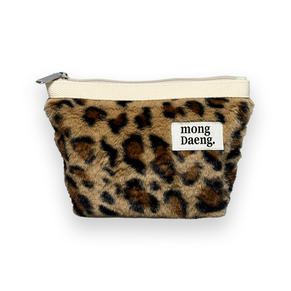 Basic Pouch (M size) Brown Fur leopard