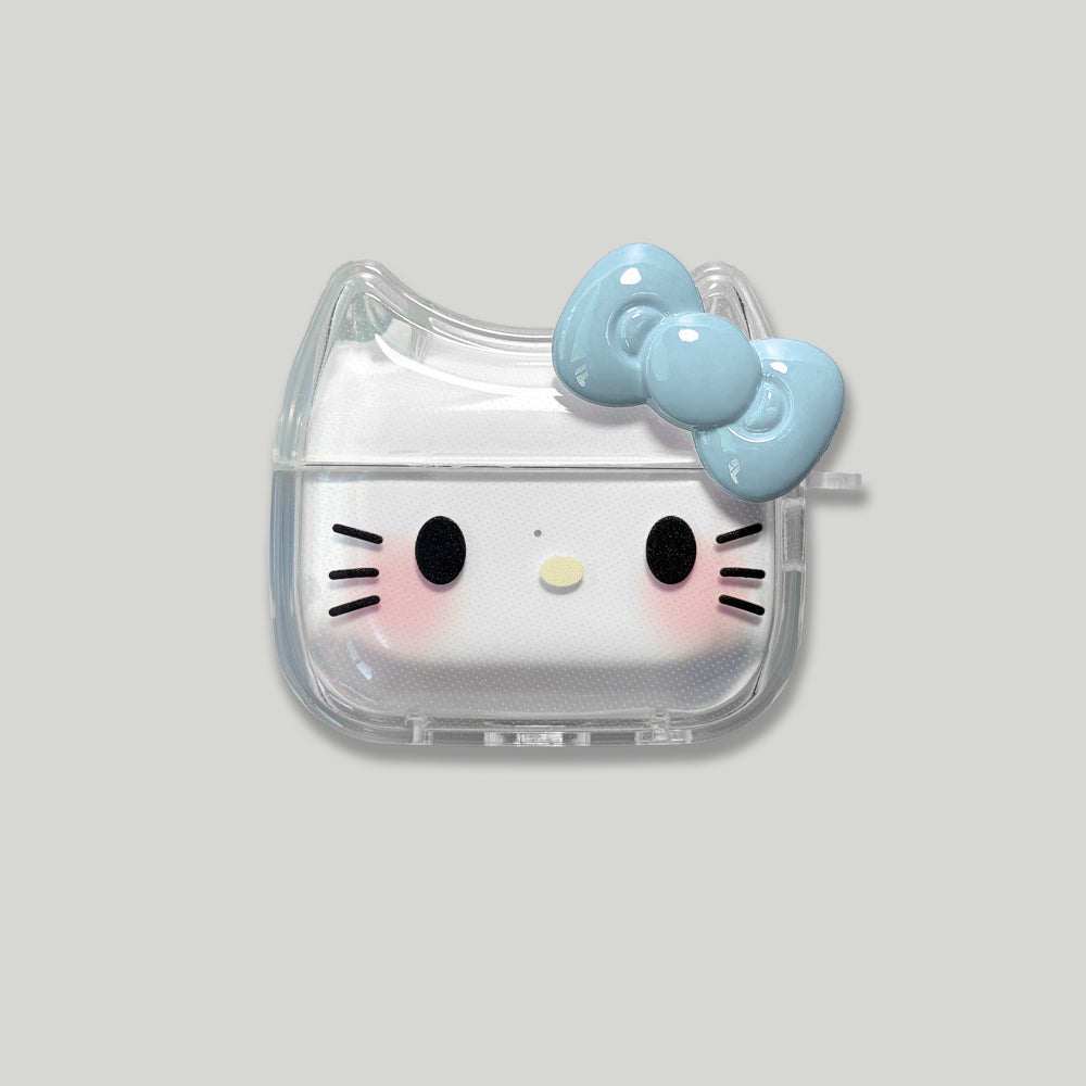 Cutie Kitty Airpods Case Blue Cutie Kitty Premium TPU Airpods Case-Blue