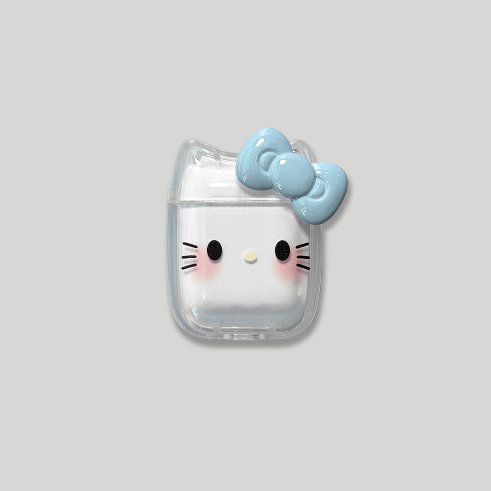 Cutie Kitty Airpods Case Blue Cutie Kitty Premium TPU Airpods Case-Blue